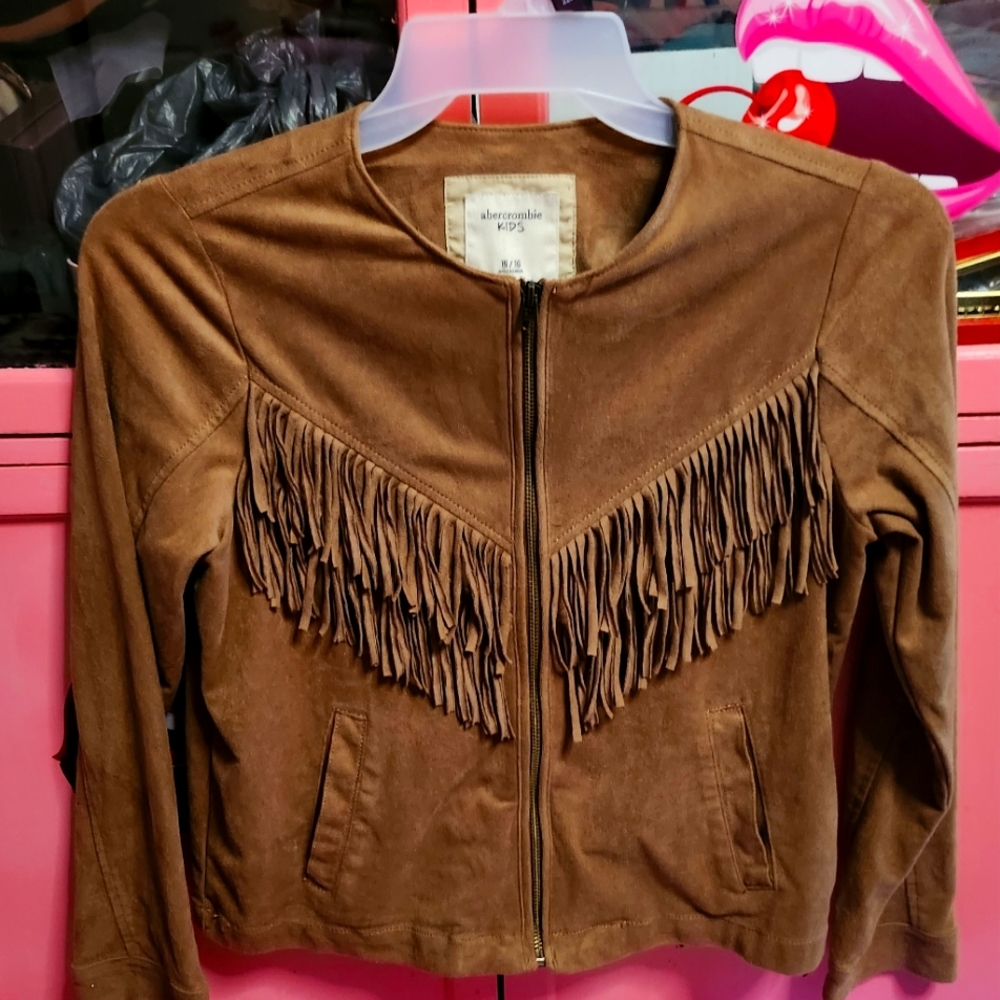 Abercrombie Fringed Brown Suede  kids jacket